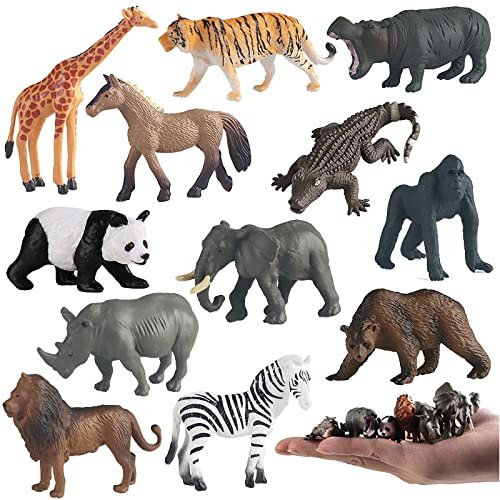 JOKFEICE 12 wilde Dschungeltier-Figuren – realistisches Wald-Safari-Spielset, Kunststoff-Tierspielzeug für Geburtstag, Kuchenaufsätze, pädagogische Geschenke für Kinder von JOKFEICE