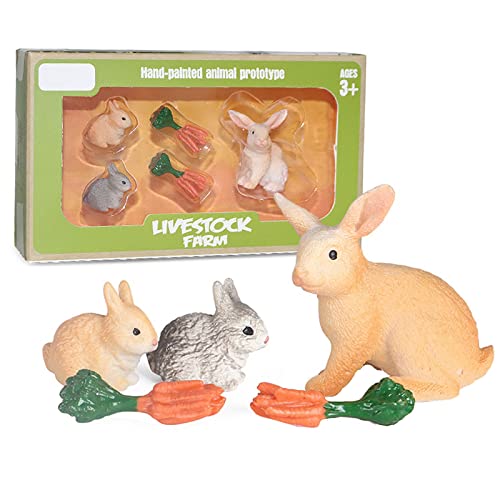 JOKFEICE 5 x Hasen- und Karotten-Figuren – niedliche Mini-Osterfiguren, Landschaftsdekoration, pädagogische Kuchendekoration für Kleinkinder und Kinder von JOKFEICE