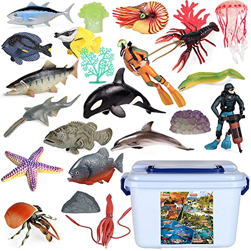 JOKFEICE 50 Stück Ozean-Tier-Figuren – realistisches Meerestier-Spielzeug für Kinder, Aquarium-Badespielzeug, Geburtstagstortenaufsätze, pädagogische Geschenke JOKFEICE 50 Stück Ozean-Tier-Figuren – realistisches Meerestier-Spielzeug für Kinder, Aquarium-Badespielzeug, Geburtstagstortenaufsätze, pädagogische Geschenke von JOKFEICE