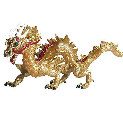 JOKFEICE Dinosaurier Spielzeug Realistische Chinesischen Drachen Tier Figuren Wissenschaft Projekt, Kuchen Topper, Geburtstag Weihnachten Geschenk für Kleinkinder(Golden) von JOKFEICE