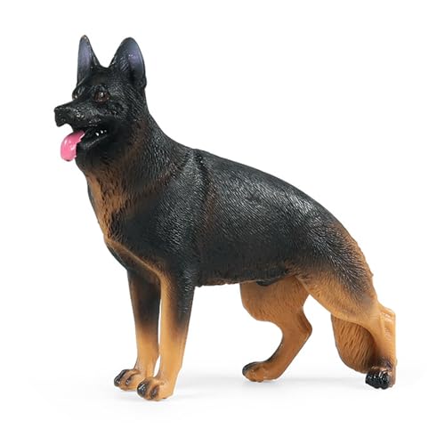 JOKFEICE Bauernhoftier-Figuren: realistischer Deutscher Schäferhund, Feengarten-Zubehör, Lernspielzeug für Wissenschaftsprojekte & Tortenaufsatz für Kinder (schwarz) von JOKFEICE