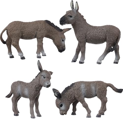 JOKFEICE Eselfiguren aus Kunststoff – 4-teiliges realistisches Tier-Set in Grau – Lernspielzeug für Kinder, Wissenschaftsprojekt, Geburtstagsgeschenk, Kuchendeko JOKFEICE Eselfiguren aus Kunststoff – 4-teiliges realistisches Tier-Set in Grau – Lernspielzeug für Kinder, Wissenschaftsprojekt, Geburtstagsgeschenk, Kuchendeko von JOKFEICE