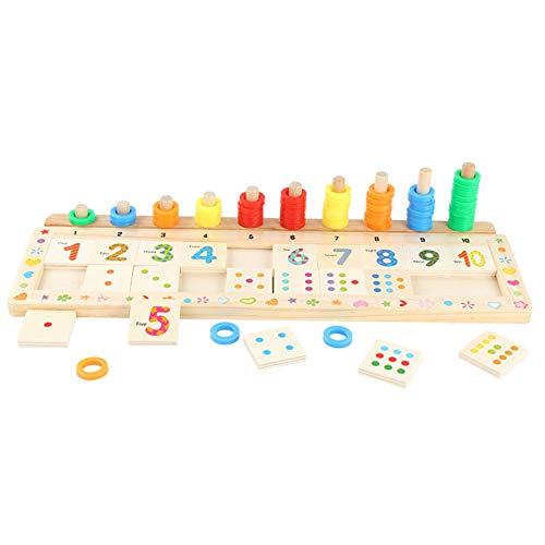 JOKFEICE Hölzernes Zahlenrätsel Stapelringe und Zählspiele Montessori Spielzeug für Kleinkinder Formsortierer Zählspielzeug für 3 4 5 Jahre Vorschule Mathematik Lernen von JOKFEICE