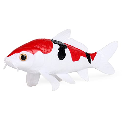 JOKFEICE Koi-Fisch-Figur, rot, weiß, schwarz, Karpfen, handgefertigt, Kunst, Meerestierfiguren, Ozean, Ornament, Handwerk, Glück, pädagogisches Geschenk, Kuchenaufsatz für Kinder von JOKFEICE