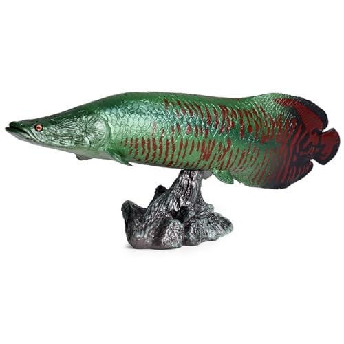 JOKFEICE Meerestier-Spielzeug, Realistischer Arapaima als Feen-Garten-Accessoire mit Sockel, Lern- und Bildungsspielzeug als Weihnachts- oder Geburtstagsgeschenk und Kuchendeko für Kinder von JOKFEICE
