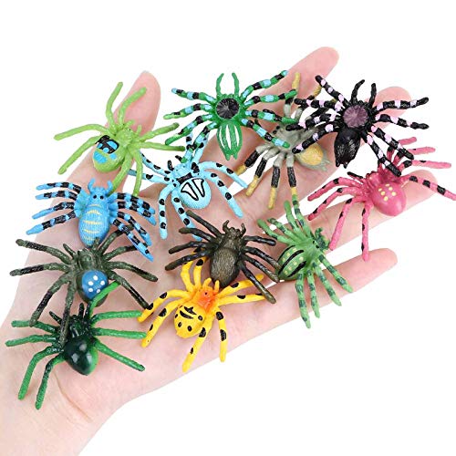 JOKFEICE Tierfiguren - 12 Stück Plastik Halloween Spinnenspielzeug für Kinder - Spinne Aktion Modell Insekt Spielfiguren - Pädagogisches Geburtstagsgeschenkset Lernspielzeug für Kinder von JOKFEICE