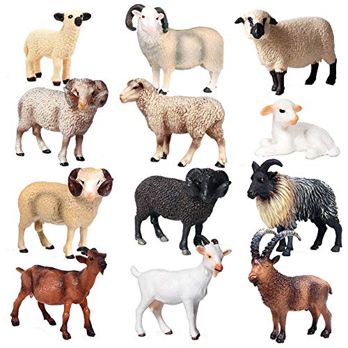 JOKFEICE Tierfiguren 12 Stück Realistische Kunststoff Schafe Figuren Set Beinhaltet Shropshire Schafe Wissenschaft Projekt, Lernen Pädagogisches Spielzeug, Geburtstag Geschenk für Kleinkinder von JOKFEICE