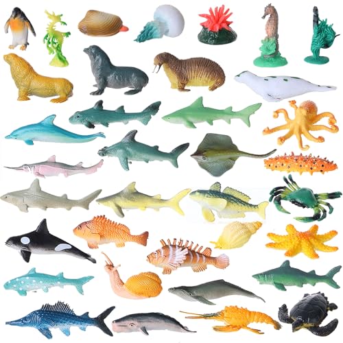JOKFEICE 36 STK. Meerestierfiguren-Set, realistisches Meeresleben Spielzeugset mit Haien, Walen und mehr – pädagogisches Badespielzeug, Aquarium Dekoration, Kuchendekoration, Geburtstagsgeschenk JOKFEICE 36 STK. Meerestierfiguren-Set, realistisches Meeresleben Spielzeugset mit Haien, Walen und mehr – pädagogisches Badespielzeug, Aquarium Dekoration, Kuchendekoration, Geburtstagsgeschenk von JOKFEICE
