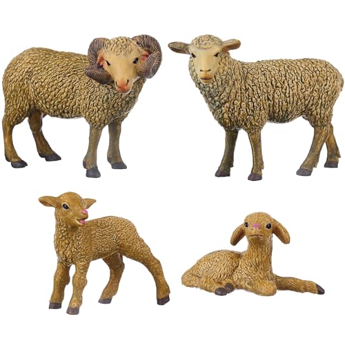 JOKFEICE Tierfiguren 4 Stück Kunststoff Schaf Familie Tiere Action Modell Wissenschaftsprojekt, Lernspielzeug, Geburtstagsgeschenk, Kuchenaufsatz für Kinder JOKFEICE Tierfiguren 4 Stück Kunststoff Schaf Familie Tiere Action Modell Wissenschaftsprojekt, Lernspielzeug, Geburtstagsgeschenk, Kuchenaufsatz für Kinder von JOKFEICE