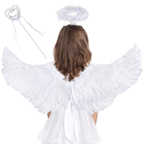 3 Stück Engelsflügel Weiß,Federflügel Engel,Engel Kostüm Flügel mit Heiligenschein Zauberstab,Weiße Engel Kostüm Damen,Party Fasching Kostüme, Party Amor Kostüme, Kostümparty Verkleidung 60CM(Weiß) 3 Stück Engelsflügel Weiß,Federflügel Engel,Engel Kostüm Flügel mit Heiligenschein Zauberstab,Weiße Engel Kostüm Damen,Party Fasching Kostüme, Party Amor Kostüme, Kostümparty Verkleidung 60CM(Weiß) von JOKILY