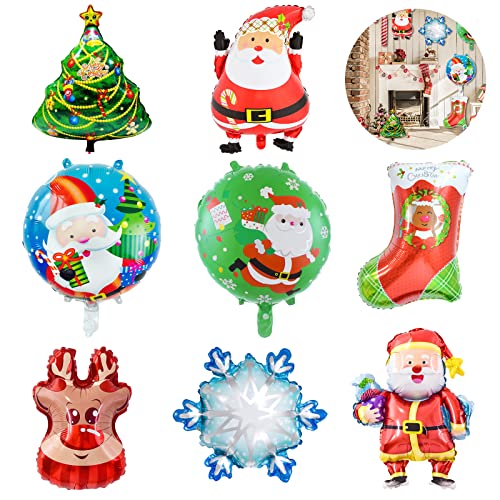 8 Stück Weihnachten Luftballons, Fröhliche Weihnachten Luft ballons Aluminium folien ballon, Helium Ballons Deko Luftballons, Folienballon für Weihnachten Neujahr Party Decor Supplies von JOKILY