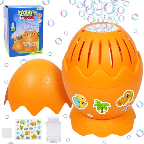 Dinosaurier Eier Seifenblasenmaschine, Seifenblasenmaschine für Kinder, Automatische Seifenblasenmaschine, Seifenblasenspielzeug Mädchen Junge für Indoor Outdoor Geburtstag Party Hochzeit (Orange) von JOKILY