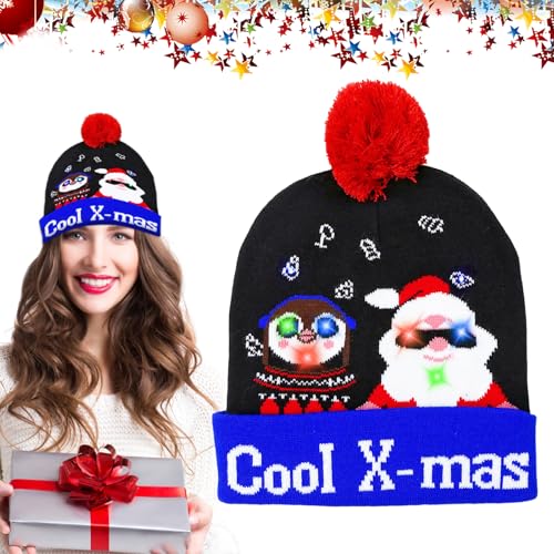 JOKILY LED Weihnachten Hut, Weihnachtsmütze, LED Weihnachtsmütze Erwachsene, Warme Wintermütze, Dehnbare Strickmütze, Leuchtende-Weihnachtsmütze für Weihnachtsfeier Damen Herren Kinder JOKILY LED Weihnachten Hut, Weihnachtsmütze, LED Weihnachtsmütze Erwachsene, Warme Wintermütze, Dehnbare Strickmütze, Leuchtende-Weihnachtsmütze für Weihnachtsfeier Damen Herren Kinder von JOKILY