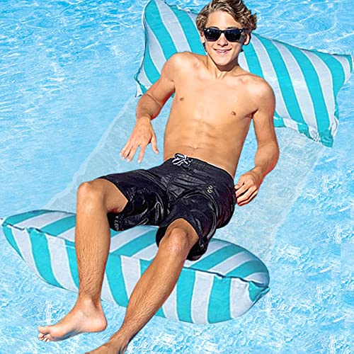 JOKILY Wasser Hängematte, Aufblasbares Wasserhängematte, Schwimmhängematte, 4 in 1 Schwimmmatratze Floating, Lounge Stuhl Strandmatte, Pool aufblasbare hängematte für Erwachsene und Kinder (Blau) von JOKILY