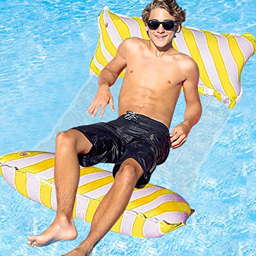 JOKILY Wasser Hängematte, Aufblasbares Wasserhängematte, Schwimmhängematte, 4 in 1 Schwimmmatratze Floating, Lounge Stuhl Strandmatte, Pool aufblasbare hängematte für Erwachsene und Kinder (Gelb) von JOKILY