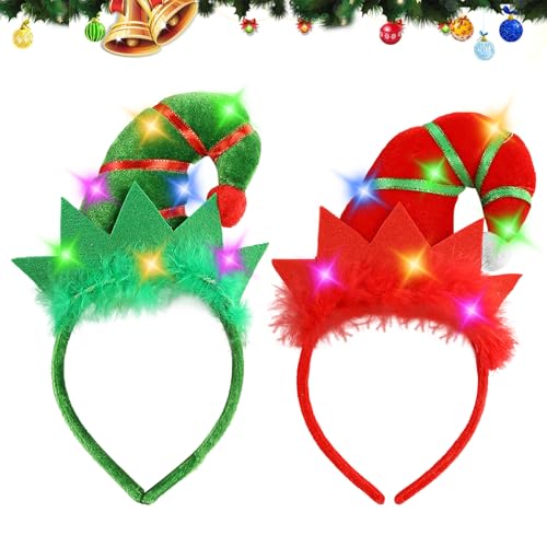Beleuchtete Stirnbänder mit LED,Weihnachtliche Haarreifen,Haarreifen Weihnachten Lustige Haarband Weihnachtlicher Haarschmuck für Party Weihnachten Accessoires Neues Jahr Kopfschmuck Kostümparty von JOKILY