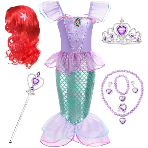 Meerjungfrau Kostüm Prinzessin Kleid Mädchen, Meerjungfrau Kostüm Mädchen, 120cm Meerjungfrau Kleid, Meerjungfrau Mit Perücke,Armband,Ohrringe,Halskette,Zauberstab,Haarband für Cosplay Karneval Party Meerjungfrau Kostüm Prinzessin Kleid Mädchen, Meerjungfrau Kostüm Mädchen, 120cm Meerjungfrau Kleid, Meerjungfrau Mit Perücke,Armband,Ohrringe,Halskette,Zauberstab,Haarband für Cosplay Karneval Party von JOKILY