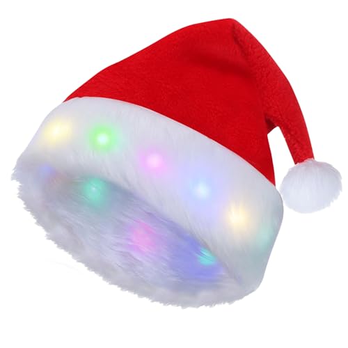 Nikolausmütze Rot, Weihnachtsmütze Erwachsene, Plüsche Weihnachtsmann Mütze, Santa Weihnachtsmann Weihnachtsmütze, Kuschelweich Plüsch Weihnachtsmützen für Neujahr Festliche Weihnachtsfeier (A) von JOKILY