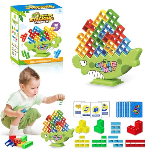 JOKSNK 48PCS Tetra Tower Spiel, Balance Spielzeug Tower Game, Kreative Stapelspiel Spielzeug, Kinder Stapelturm Holz, Lustige stapelspiel Puzzlespiele-Geschenke für Jungen und Mädchen ab Jahre 3+ von JOKSNK