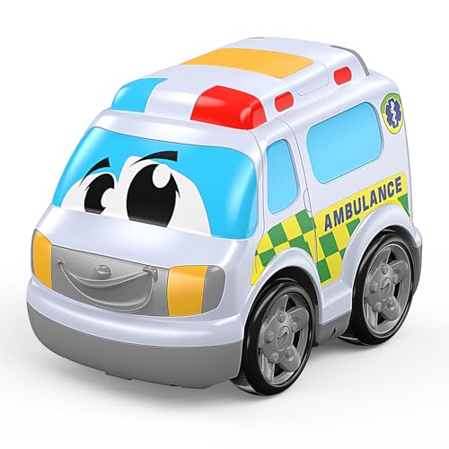 JOLLY FUN Ferngesteuertes Auto ab 2 3 4 5 Jahre,19CM Krankenwagen Spielzeugauto mit Fernbedienung,Cartoon RC Auto Weihnachten Geschenk für Junge Mädchen von JOLLY FUN