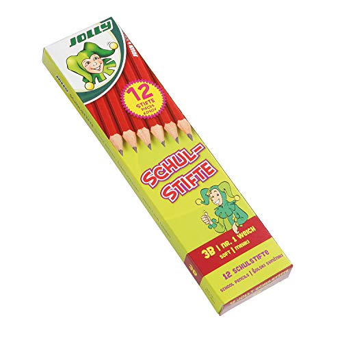 JOLLY 1570-0029 Schulstift Bleistift, Härte 3B, in Schachtel, Graphit/rot (12er Pack) von JOLLY
