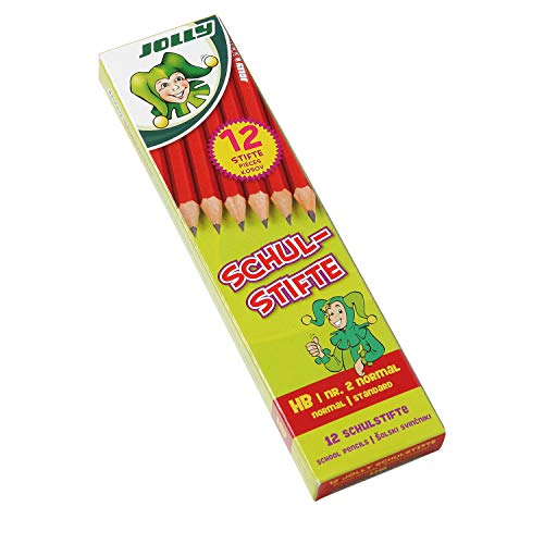 JOLLY 1570-0035 Schulstift Bleistift, Härte HB, in Schachtel, Graphit/rot (12er Pack) von JOLLY