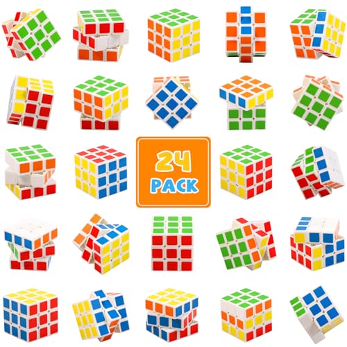 24er-Set Mini-Würfel, 3×3×3 Puzzlewürfel (1,18 Zoll), Stressabbau-Spielzeug, Party-Mitgebsel, Geburtstagsgeschenke, Partyzubehör für Jungen und Mädchen, Osternest-Füllungen von JOLLYFUN