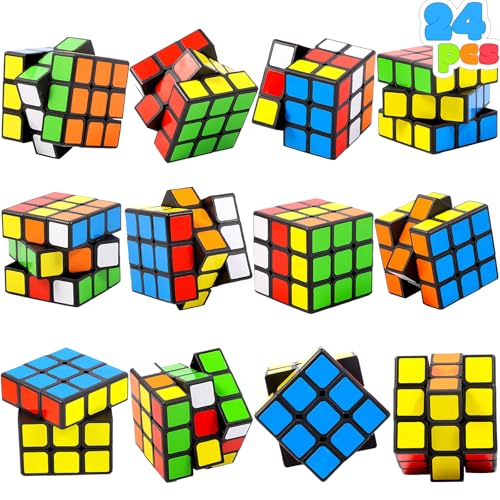 24er-Set Speed Cubes, 3x3x3 Zauberwürfel (5,3cm) – Ultra-glattes Puzzle, bunt – Stressabbau Spielzeug, Geschenk für Kinder & Erwachsene von JOLLYFUN
