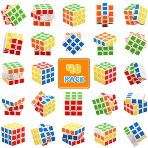 48er-Set Mini-Würfel, 3×3×3 Puzzlewürfel (1,18 Zoll), Stressabbau-Spielzeug, Party-Mitgebsel, Geburtstagsgeschenke, Partyzubehör für Jungen und Mädchen, Osternest-Füllungen von JOLLYFUN
