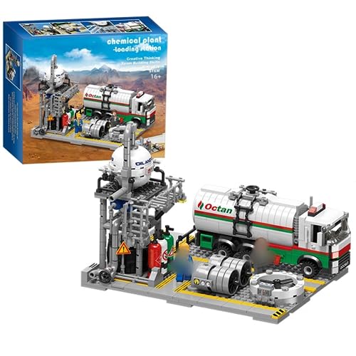 Chemieanlagen Bausteine Architektur Modell, 721 Klemmbausteine Tankstellen für den Gastransport Bausteine Bausatz, Modular Building Konstruktionsspielzeug, MOC Haus Kompatibel mit Lego Chemieanlagen Bausteine Architektur Modell, 721 Klemmbausteine Tankstellen für den Gastransport Bausteine Bausatz, Modular Building Konstruktionsspielzeug, MOC Haus Kompatibel mit Lego von JOMIOD