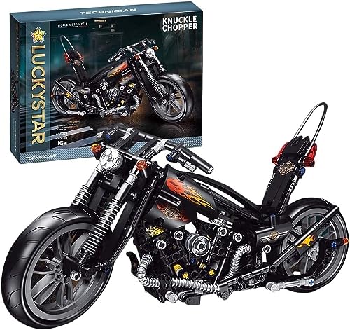 JOMIOD Technik Motorrad für Harley Knuckle Chopper Supermotorrad, 451+ Teile Technik Geländemotorrad Bausteine, MOC Klemmbausteine Motorbike Modell Kompatibel mit Lego Technic von JOMIOD