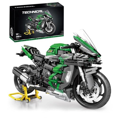 JOMIOD Technik Motorrad für Kawasaki H2 SX SE, 2088 Teile Technik Geländemotorrad Bausteine, Technik Supermotorrad MOC Motorbike Klemmbausteine Kompatibel mit Lgo von JOMIOD