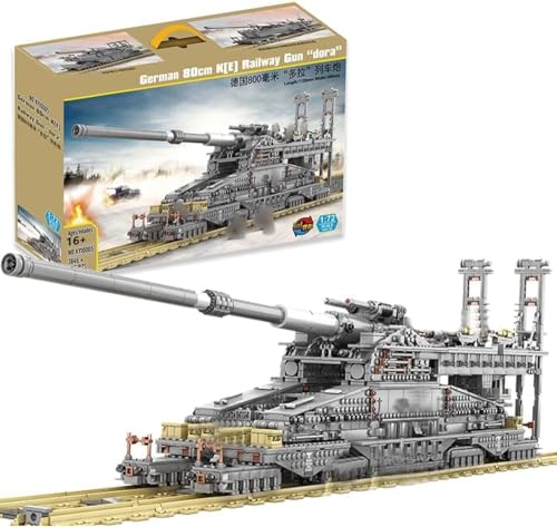 JOMIOD Technik Panzer Bausteine 3-IN-1 Bausatz, 3800 Klemmbausteine 1:72 Dora-Kanone WW2 Technik Militär Panzer Modell mit 8 Minifiguren, Kompatibel mit Lgo Technic von JOMIOD