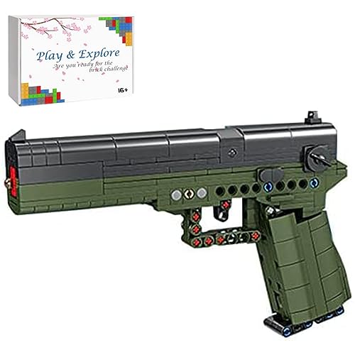 JOMIOD Technik Pistole Bausteine Bausatz, Block 18 Pistole 333 Klemmbausteine Technik Gewehr Modell mit Schussfunktion MOC Militär Waffen Kompatibel mit Lego Waffen von JOMIOD