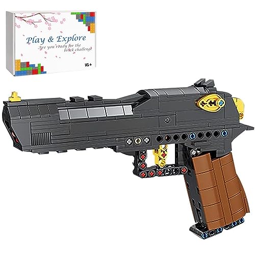 JOMIOD Technik Pistole Bausteine Bausatz, Desert Eagle Pistole 360 Klemmbausteine Technik Gewehr Modell mit Schussfunktion MOC Militär Waffen Kompatibel mit Lego Waffen von JOMIOD