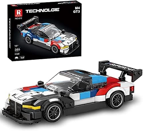 Technik Sportwagen Modellbausatz für BMW M4 GT3, 385 Klemmbausteine MOC Auto Supersportwagen Bausteine Bausatz, Technic Rennauto Modell Konstruktionsspielzeug Kompatibel mit Lgo Technic von JOMIOD