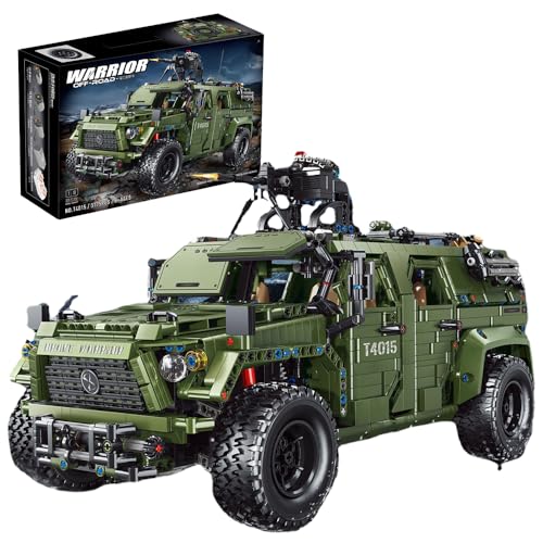 JOMIOD Warrior Militärauto Bausteine Bausatz, 3175 Klemmbausteine 1:8 Technic Geländewagen Armee Modell Truck, Militärspielzeug für Sammlerstück und Erwachsene von JOMIOD