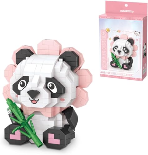 Kreativ Panda Micro Bauklötze, 350 Klemmbausteine Blumen Panda Modular Baukasten, Pandabär Tier Bausteine Spielzeug, Dekoration für Kinder, Geschenk, Nicht Kompatibel mit Lego von JOMIOD
