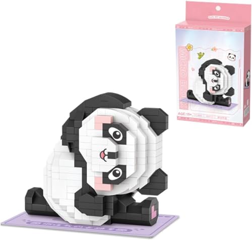 Kreativ Panda Micro Bauklötze, 380 Klemmbausteine Yoga Panda Modular Baukasten, Pandabär Tier Bausteine Spielzeug, Dekoration für Kinder, Geschenk, Nicht Kompatibel mit Lego von JOMIOD