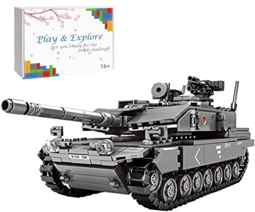 Technik Panzer Bausteine Bausatz, 898 Klemmbausteine Leopard 2A7 Panzer Technik Militär Panzer Modell, MOC Main Battle Tank Konstruktionspielzeug Kompatibel mit Lego Technic von JOMIOD