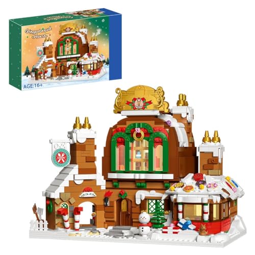 Weihnachts Lebkuchenhaus Bausteine Bausatz, 1481 Klemmbausteine Weihnachtshäuser Bausteine Architektur Modell, Weihnachten Geschenke Spielzeug für Erwachsene und Kinder von JOMIOD
