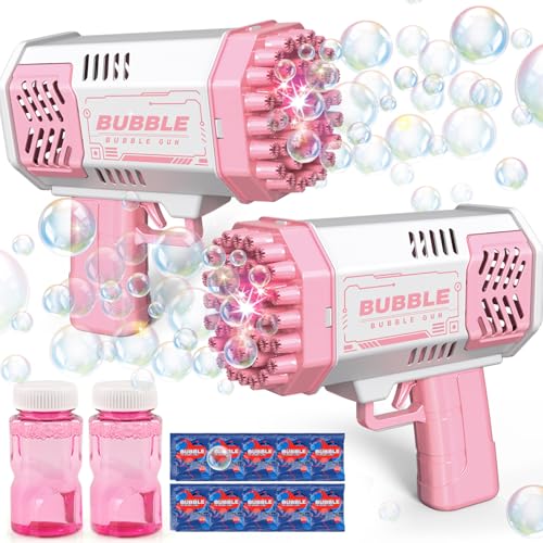 JONEG 2 Stück Seifenblasenpistole Kinder Seifenblasenmaschine Bubble Gun für Outdoor Party Hochzeit Geschenke für Kinder 3-8 Jahre Mädchen Junge Spielzeug ab Jahre Geburtstag Geschenkideen von JONEG