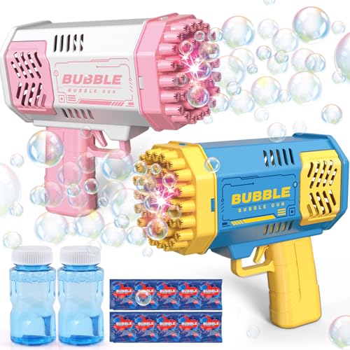 JONEG 2 Stück Seifenblasenpistole Kinder Seifenblasenmaschine Bubble Gun für Outdoor Party Hochzeit Geschenke für Kinder 3-8 Jahre Mädchen Junge Spielzeug ab Jahre Geburtstag Geschenkideen von JONEG