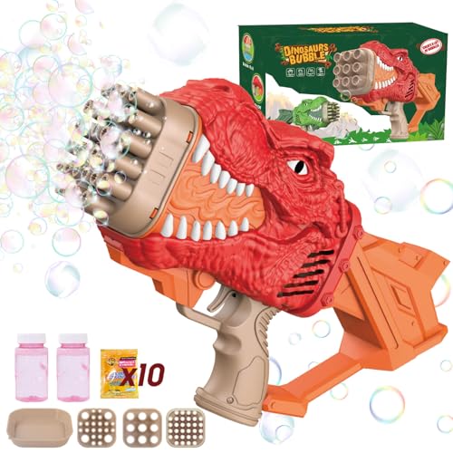 JONEG Dinosaurier-Luftblasenpistole mit Seifenblasenlösung, Seifenblasenmaschine für Kinder, Spielzeug für Jungen im Alter von 4 5-7 Jahren, Outdoor-Spielzeug für Kleinkinder 3-5, Geburtstagsgeschenke JONEG Dinosaurier-Luftblasenpistole mit Seifenblasenlösung, Seifenblasenmaschine für Kinder, Spielzeug für Jungen im Alter von 4 5-7 Jahren, Outdoor-Spielzeug für Kleinkinder 3-5, Geburtstagsgeschenke von JONEG