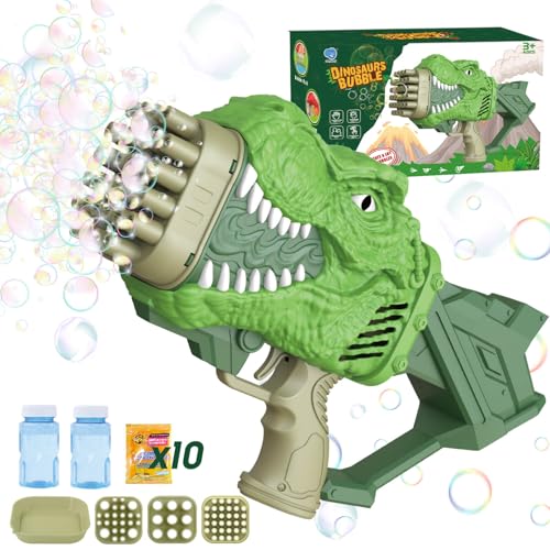 JONEG Dinosaurier-Luftblasenpistole mit Seifenblasenlösung, Seifenblasenmaschine für Kinder, Spielzeug für Jungen im Alter von 5–7 Jahren, Outdoor-Spielzeug für Kleinkinder 3–5, Geburtstagsgeschenke JONEG Dinosaurier-Luftblasenpistole mit Seifenblasenlösung, Seifenblasenmaschine für Kinder, Spielzeug für Jungen im Alter von 5–7 Jahren, Outdoor-Spielzeug für Kleinkinder 3–5, Geburtstagsgeschenke von JONEG