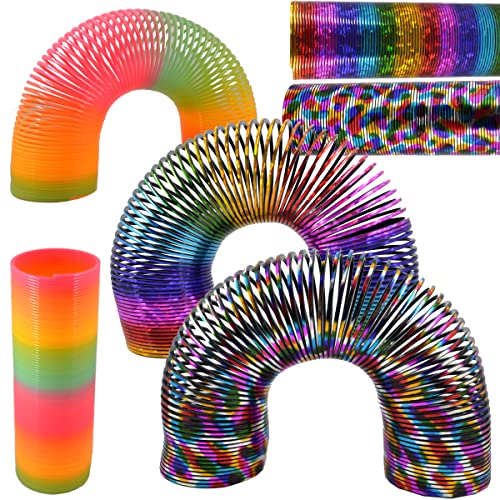JONOTOYS Regenbogenspirale Treppenläufer Glitzer Metallic ca.15x5cm Springfeder Spirale Mitgebsel Kinder 1 Stück, Mehrfarbig von JONOTOYS