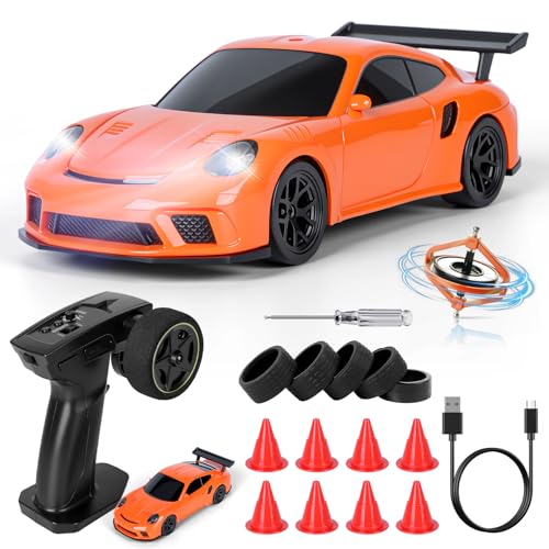 JONRRYIN Drift Ferngesteuertes Auto, 1:43 RC Drift Car (Orange Pro - Gyroskop) von JONRRYIN