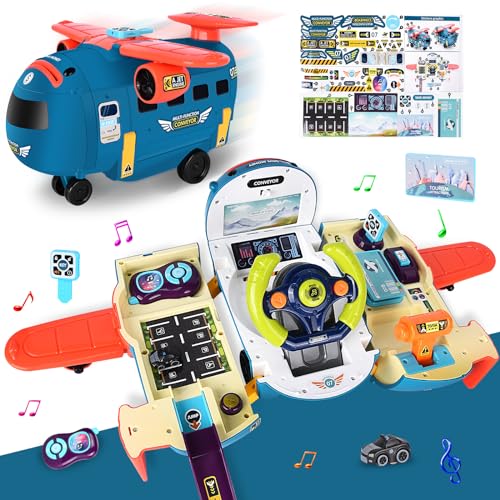 JONRRYIN Flugzeug Spielzeug Auto Set ab 3 Jahre, 3 in 1 Lenkrad Kinder mit Licht, Sounds Sparschwein, Airplane Jungen Spielzeug Geschenke für 2 3 4 5 6 Jahren (Blau) JONRRYIN Flugzeug Spielzeug Auto Set ab 3 Jahre, 3 in 1 Lenkrad Kinder mit Licht, Sounds Sparschwein, Airplane Jungen Spielzeug Geschenke für 2 3 4 5 6 Jahren (Blau) von JONRRYIN