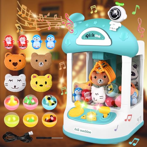 JONRRYIN Greifautomat für Kinder, Mini Candy Grabber mit Sound und Musik, Süßigkeitenautomat Claw Machine Geburtstag Weihnachten Spielzeug Geschenke für Mädchen ab 3 Jahren (Grün) von JONRRYIN