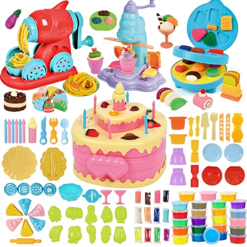 JONRRYIN Knete Set für Kinder, 102 Stück Knete Zubehör Knetwerkzeug mit 36 Modelliermasse, Kreatives Playdoh Knete Kinder Eismaschine Nudelmaschine Spielset Geschenk Mädchen & Junge JONRRYIN Knete Set für Kinder, 102 Stück Knete Zubehör Knetwerkzeug mit 36 Modelliermasse, Kreatives Playdoh Knete Kinder Eismaschine Nudelmaschine Spielset Geschenk Mädchen & Junge von JONRRYIN